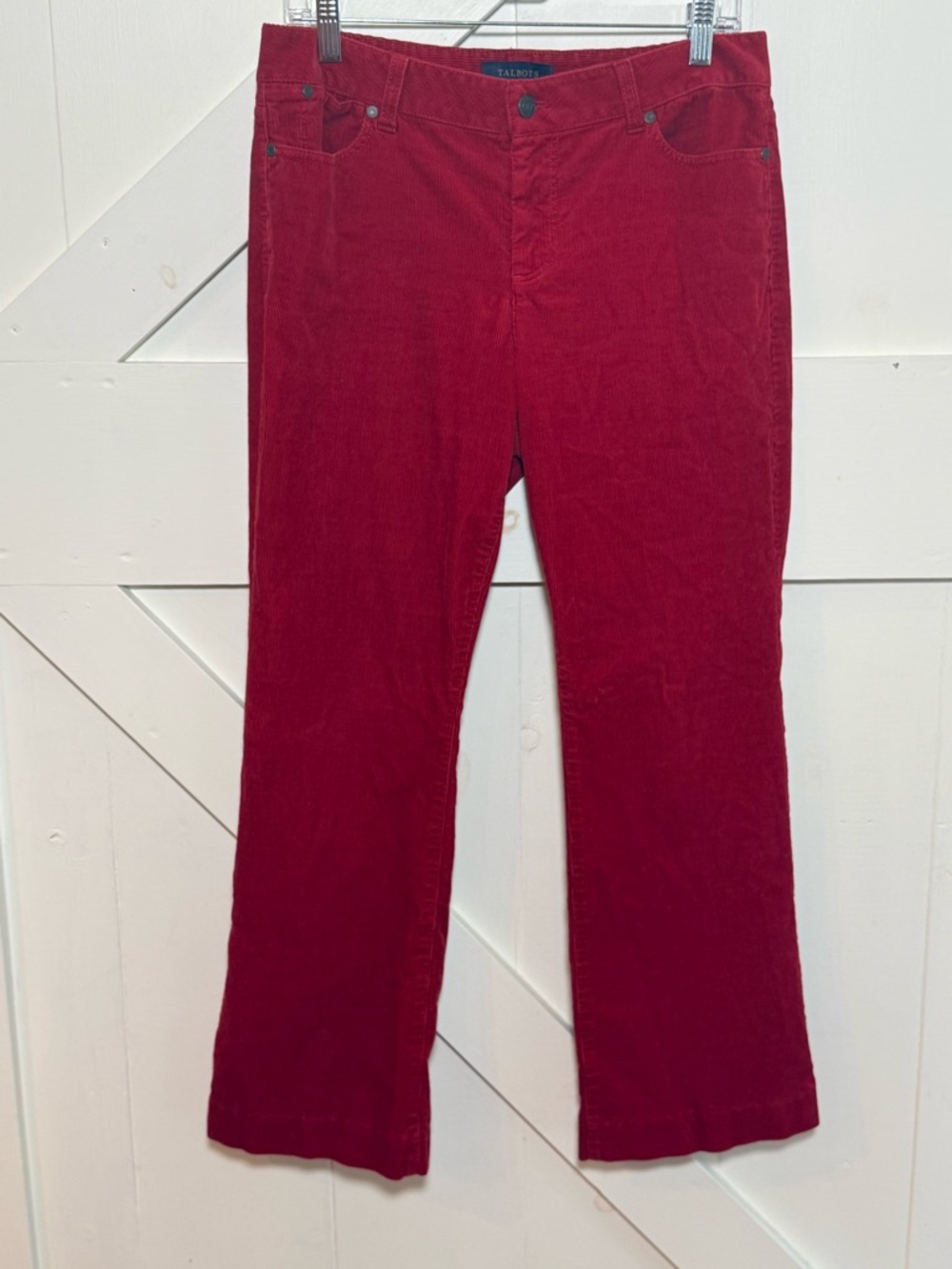 Talbots Curvy Red Corduroy Pants 10P Petite Straight Leg Stretch